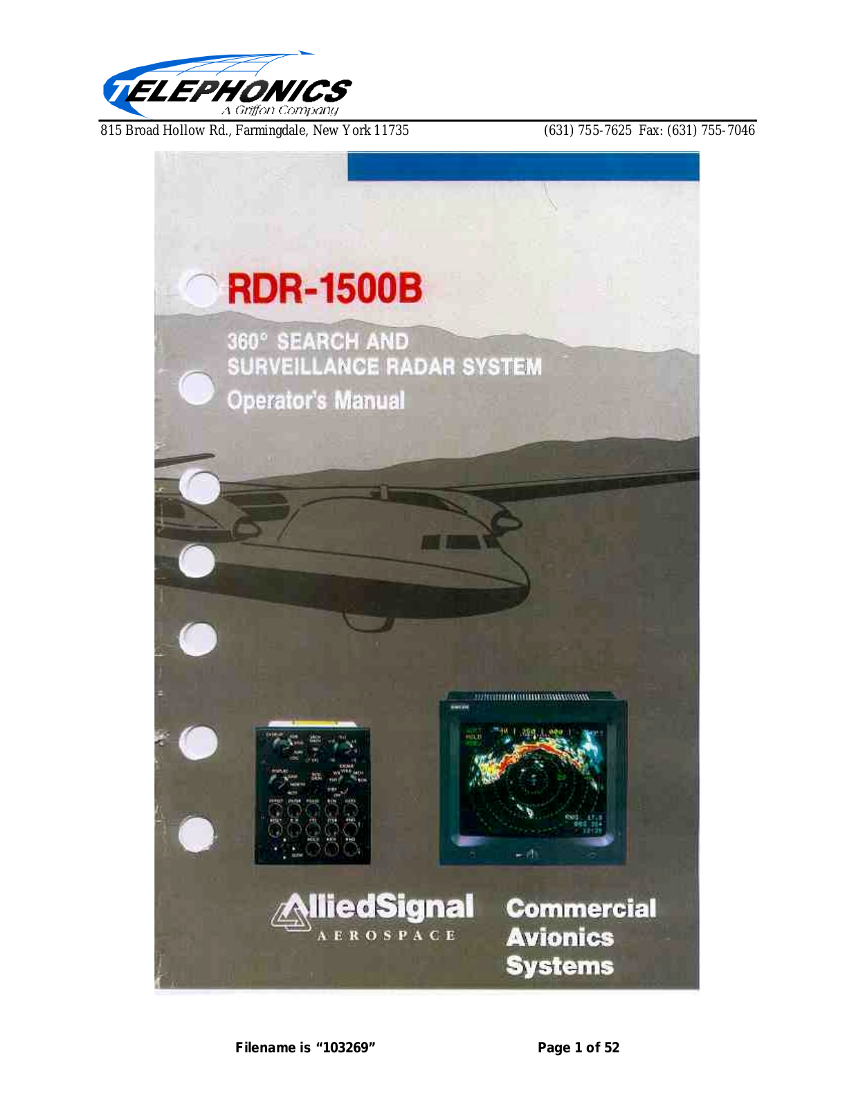 Telephonics GR2 RT 1501A User Manual