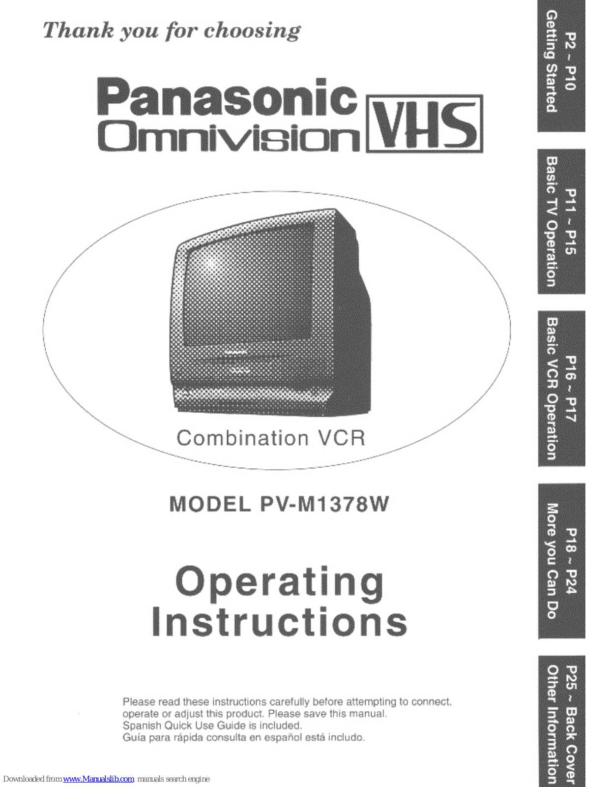 Panasonic Omnivivsion PV-M1378W Operating Manual