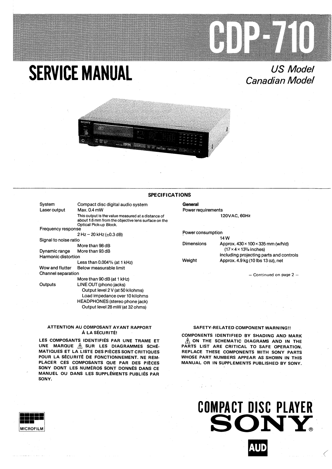 Sony CDP-710 Service manual