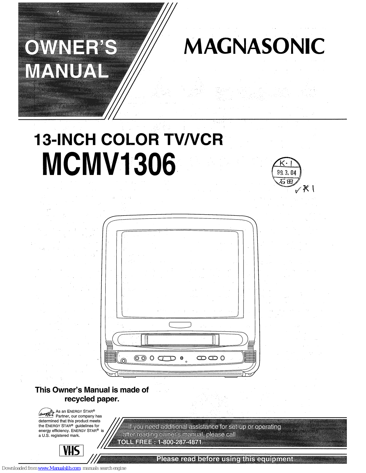 Magnasonic MCMV1306 Owner's Manual