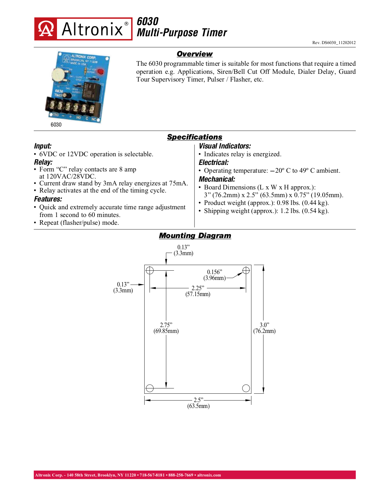 Altronix 6030 User Manual