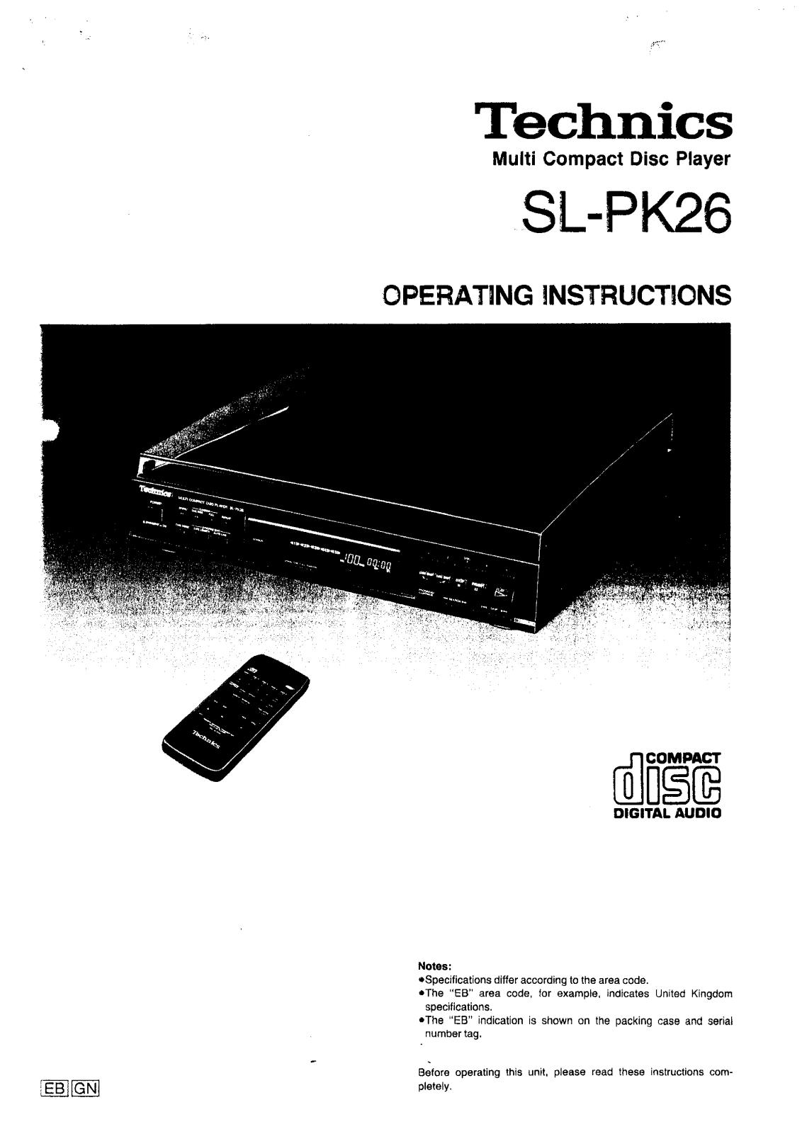 Panasonic SL-PK26 User Manual