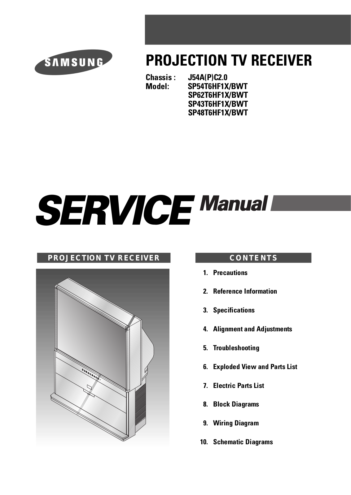 Samsung SP48T6HF1X, SP43T6HF1X Service Manual