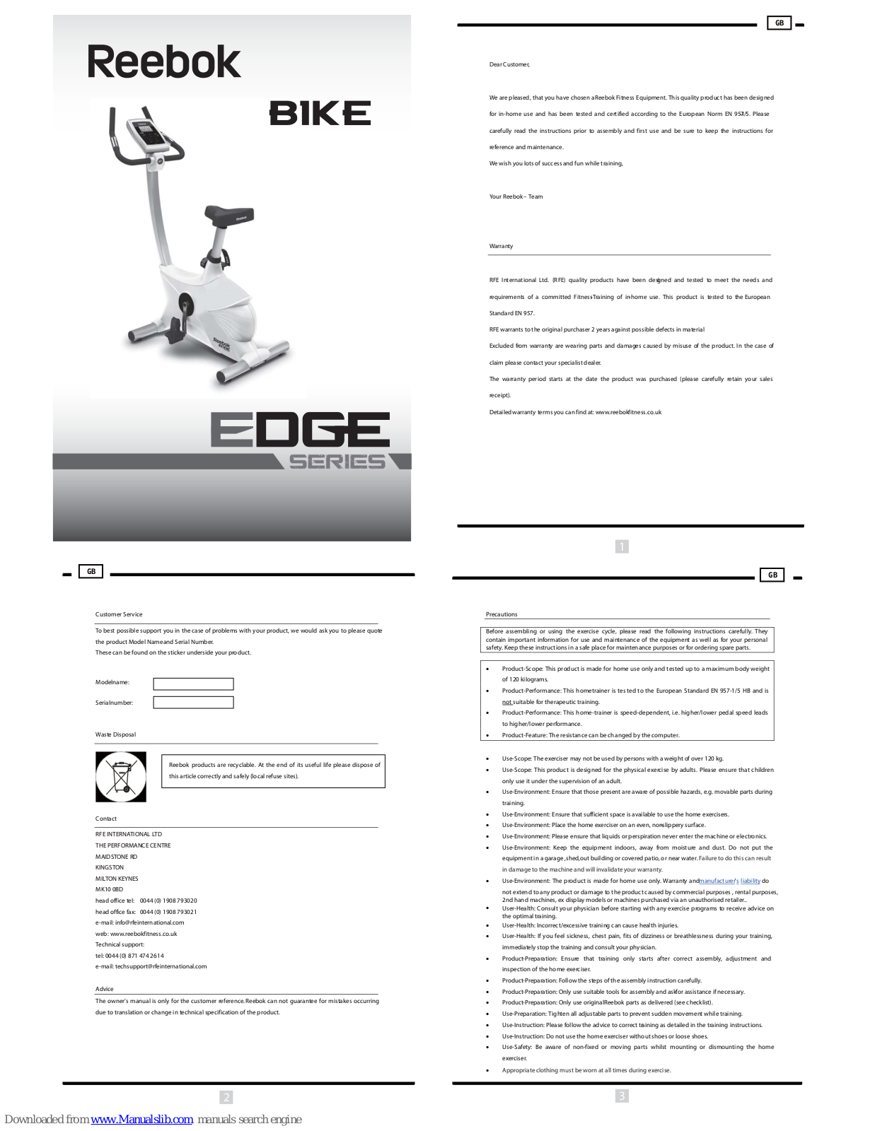 Reebok Edge Series User Manual