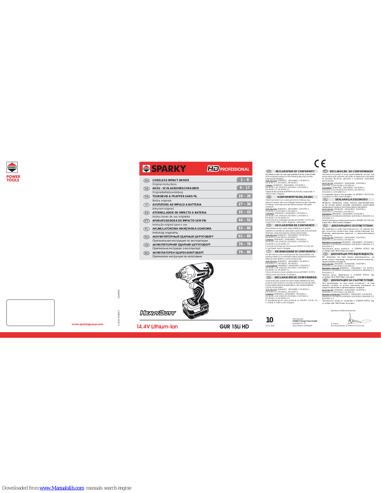 Sparky Group GUR 15Li HD Original Instructions Manual