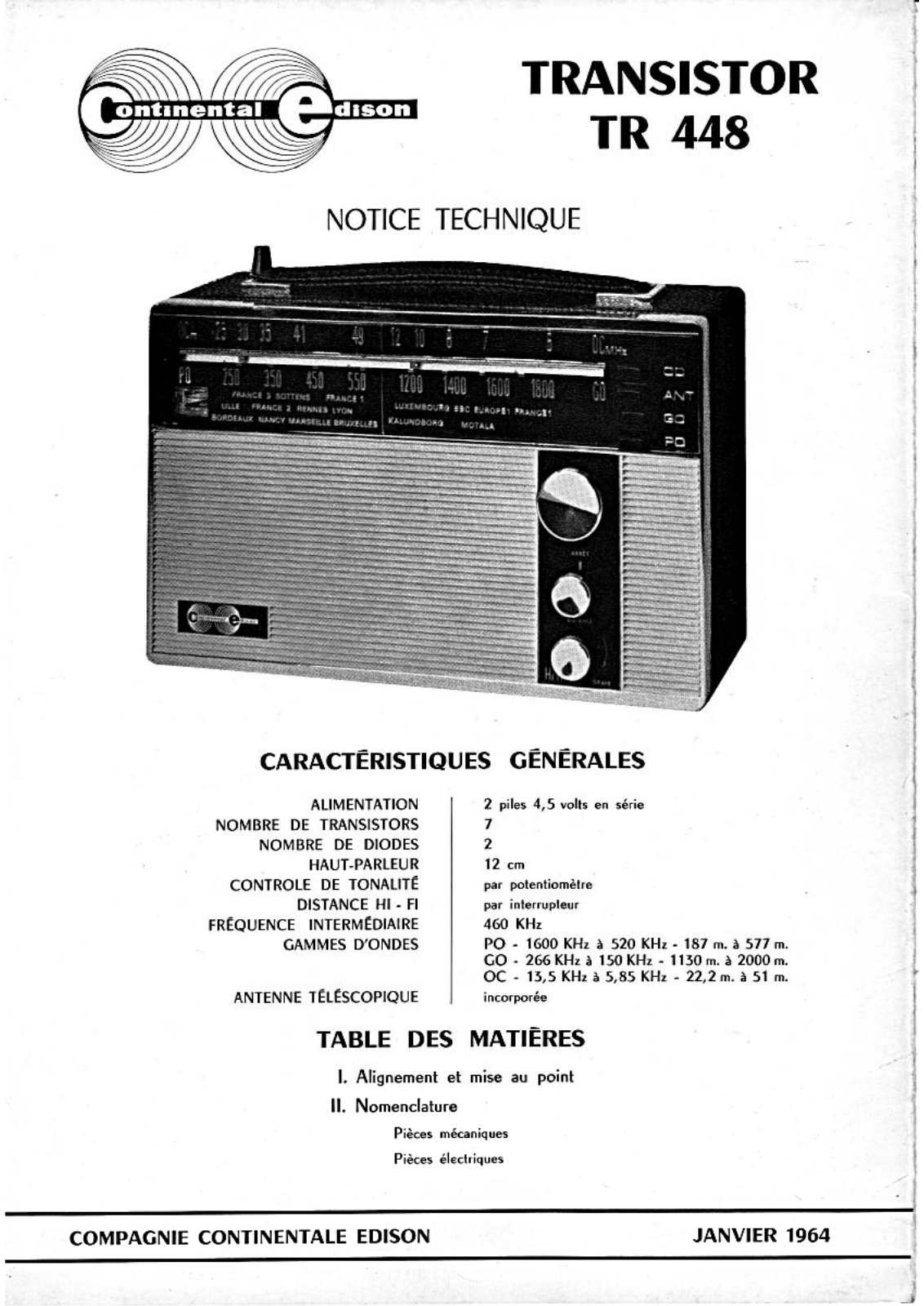 Continental Edison TR-448 Schematic