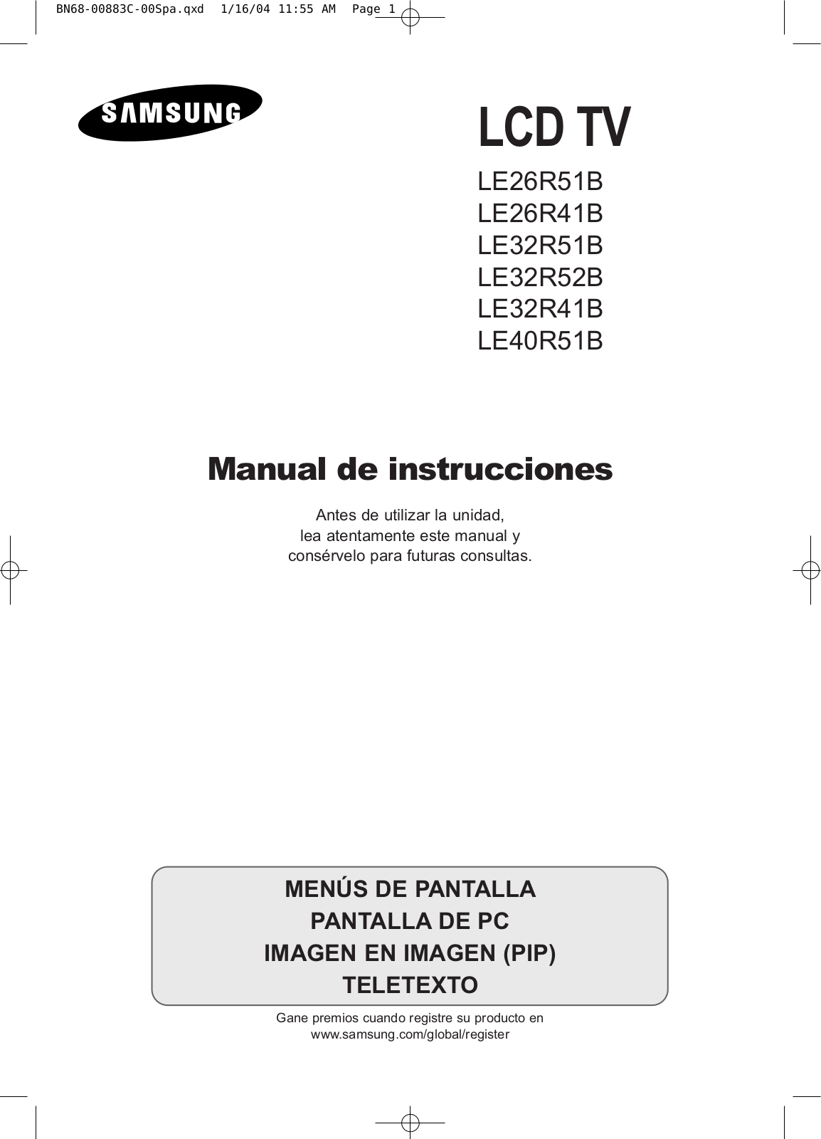 Samsung LE40R51B, LE32R51B, LE32R41B User Manual
