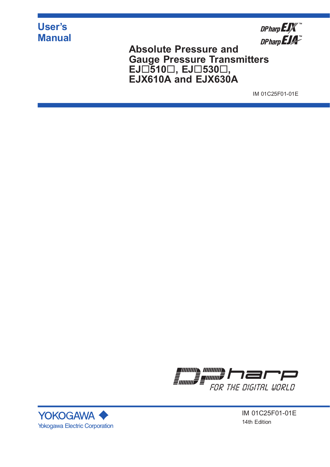 YOKOGAWA EJX530A, EJX510A, EJX610A, EJA510E, EJA530E User Manual