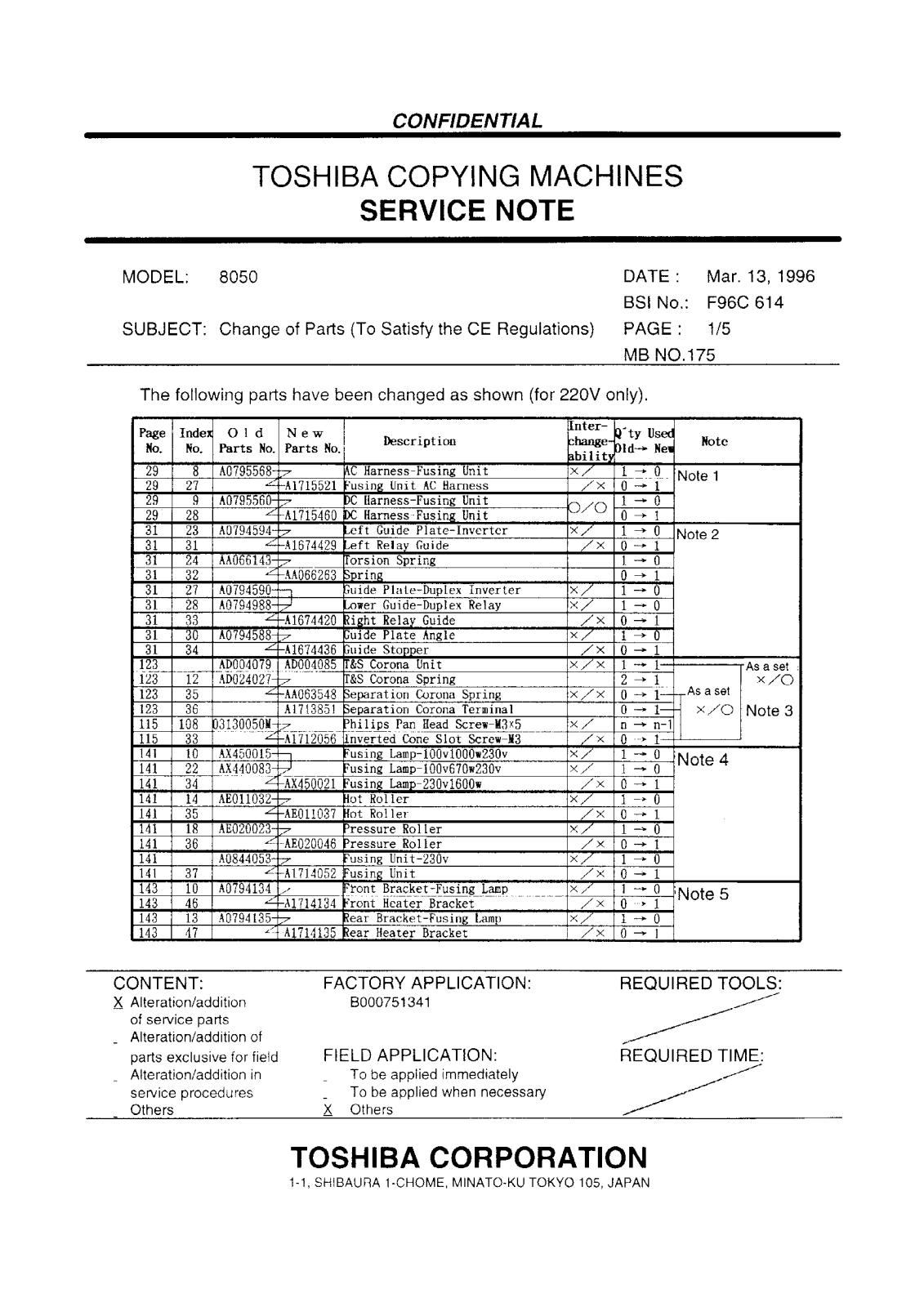 Toshiba f96c614 Service Note