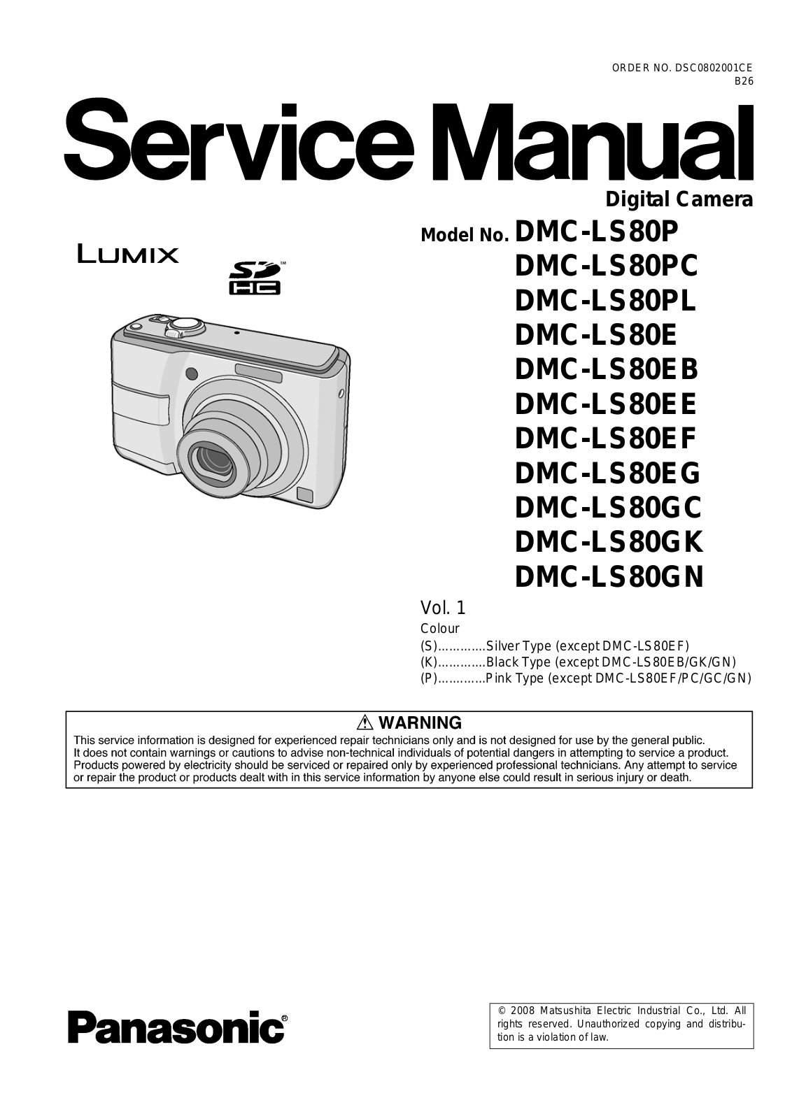 Panasonic DMC-LS80P, DMC-LS80PC, DMC-LS80PL, DMC-LS80E, DMC-LS80EB Diagram