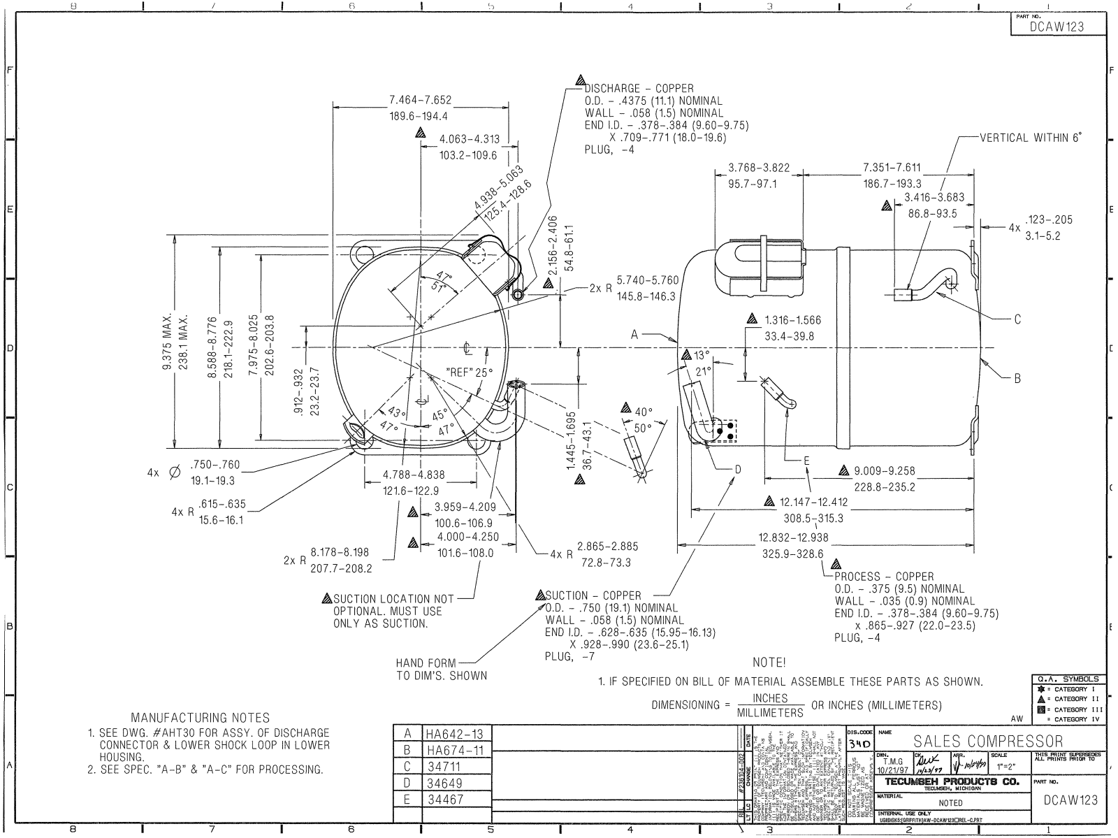 Tecumseh AWA7515ZXT Drawing Data