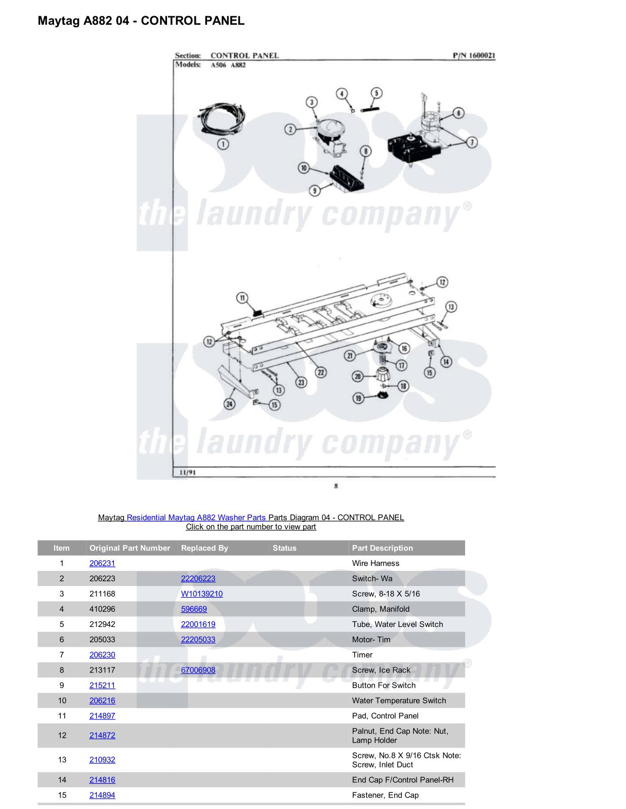 Maytag A882 Parts Diagram