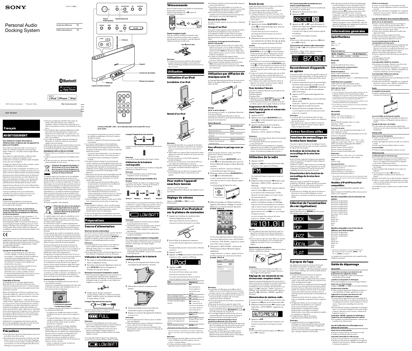 SONY RDP-XF300IP User Manual