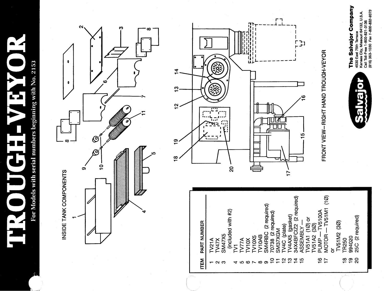 Salvajor TV-2153 Parts List