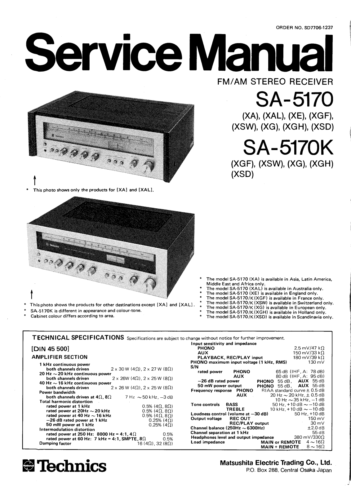 Technics SA-5170 Service Manual