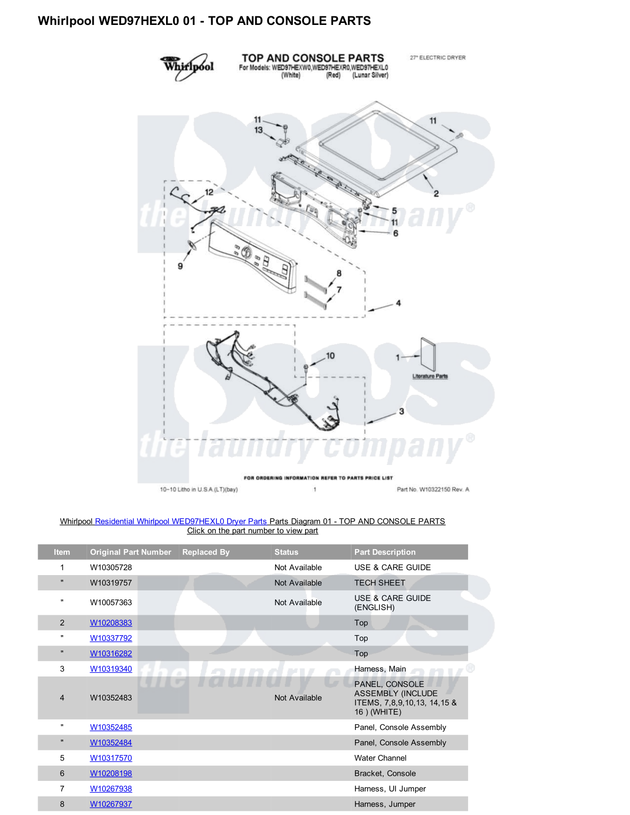 Whirlpool WED97HEXL0 Parts Diagram