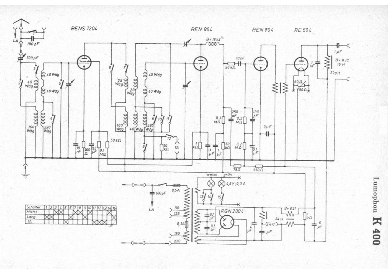 Lumophon k400 schematic