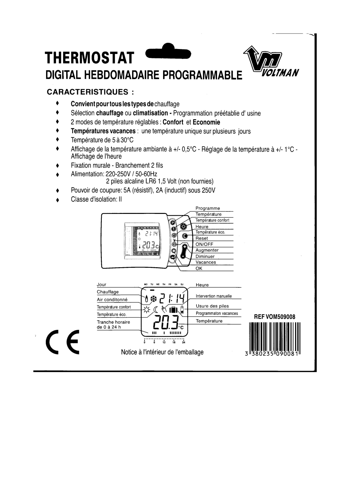 VOLTMAN THERMOSTAT VOM509008 User Manual