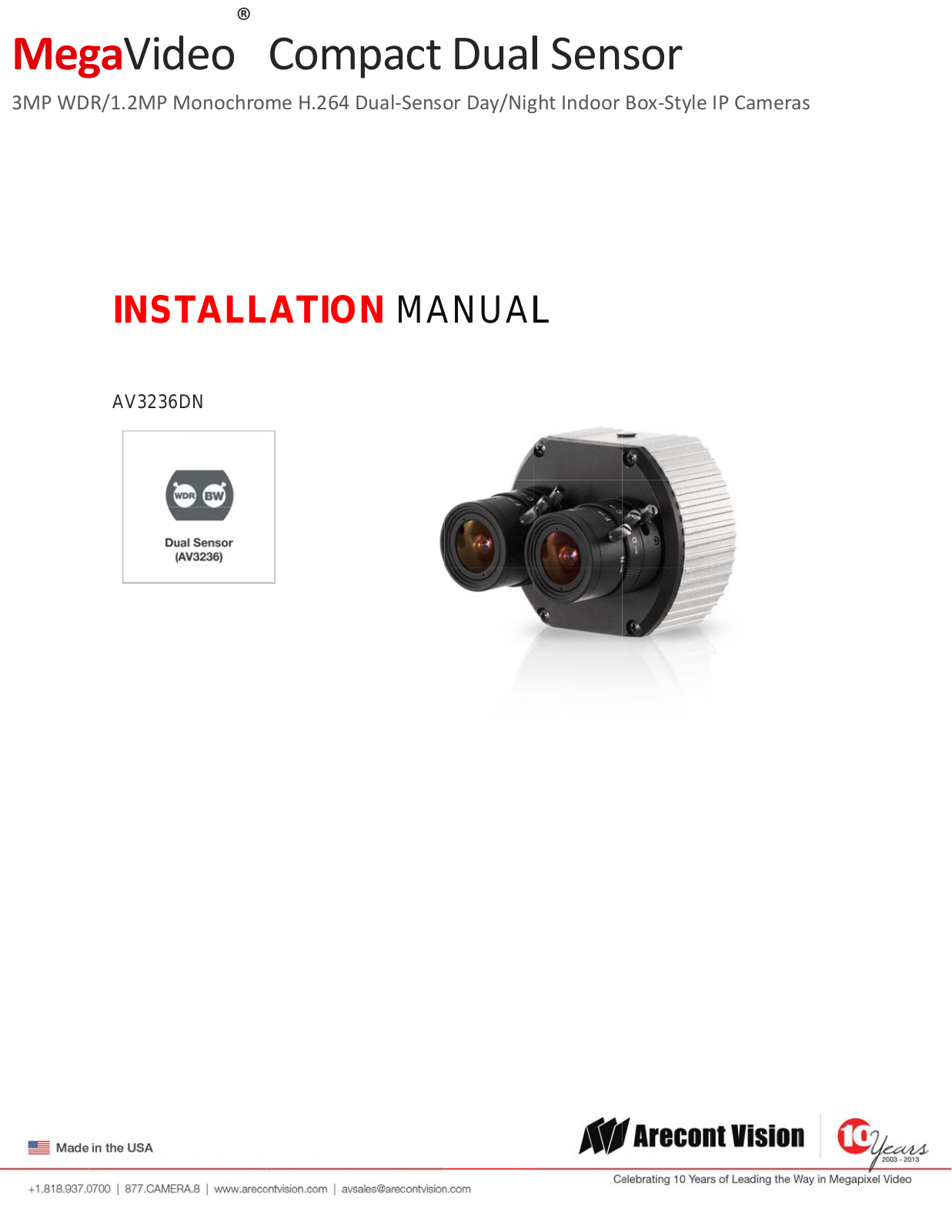 Arecont Vision AV3236DN Installation Manual