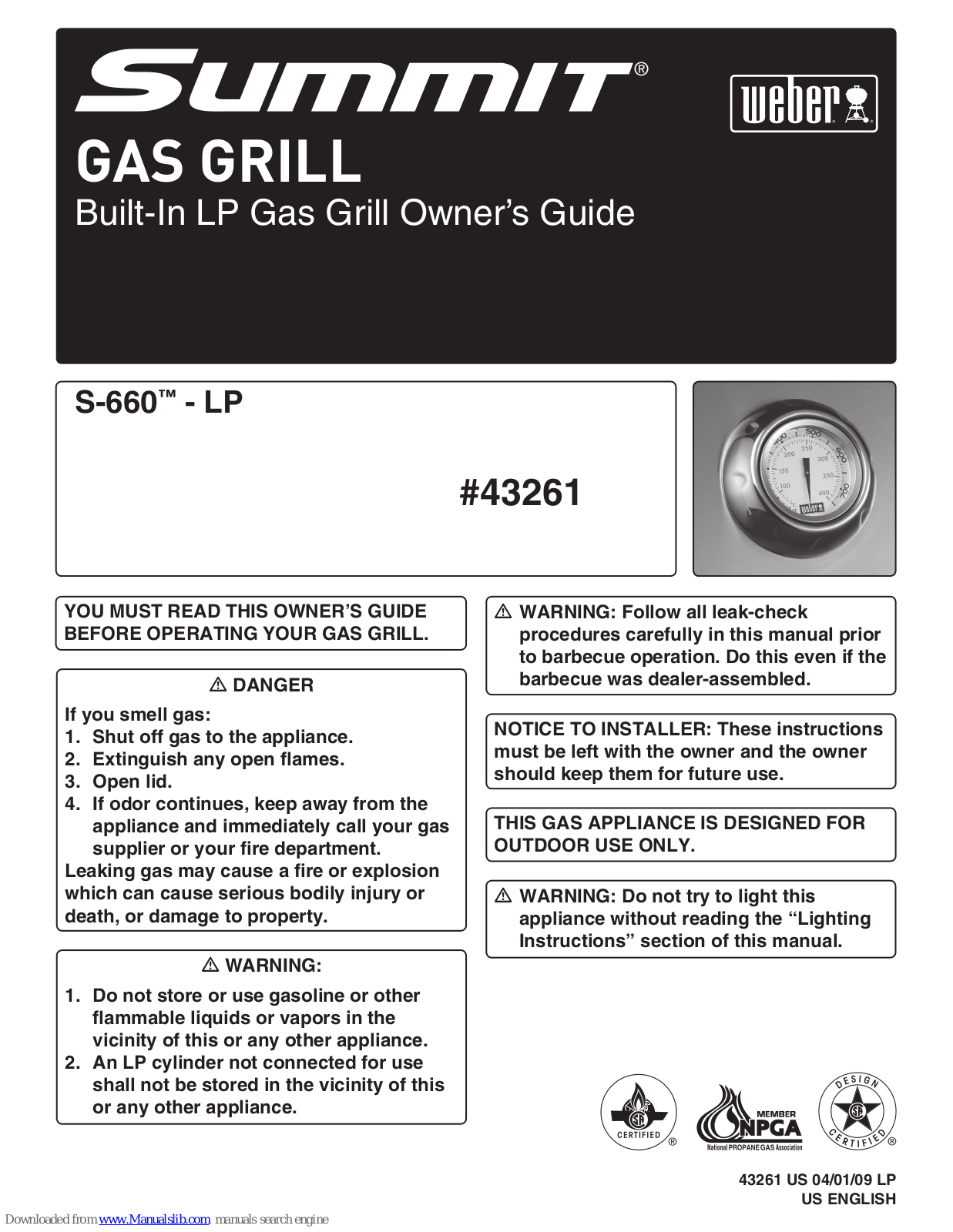 Summit -LPS-660, S-660-LP Owner's Manual