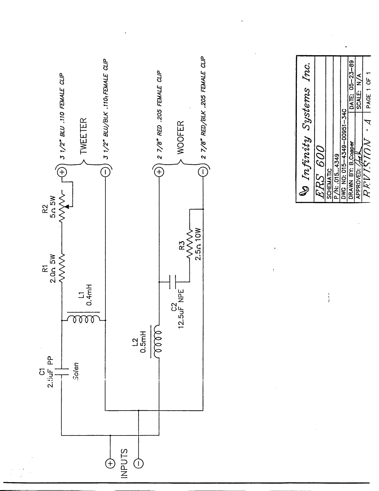 Infinity ERS-600 Schematic