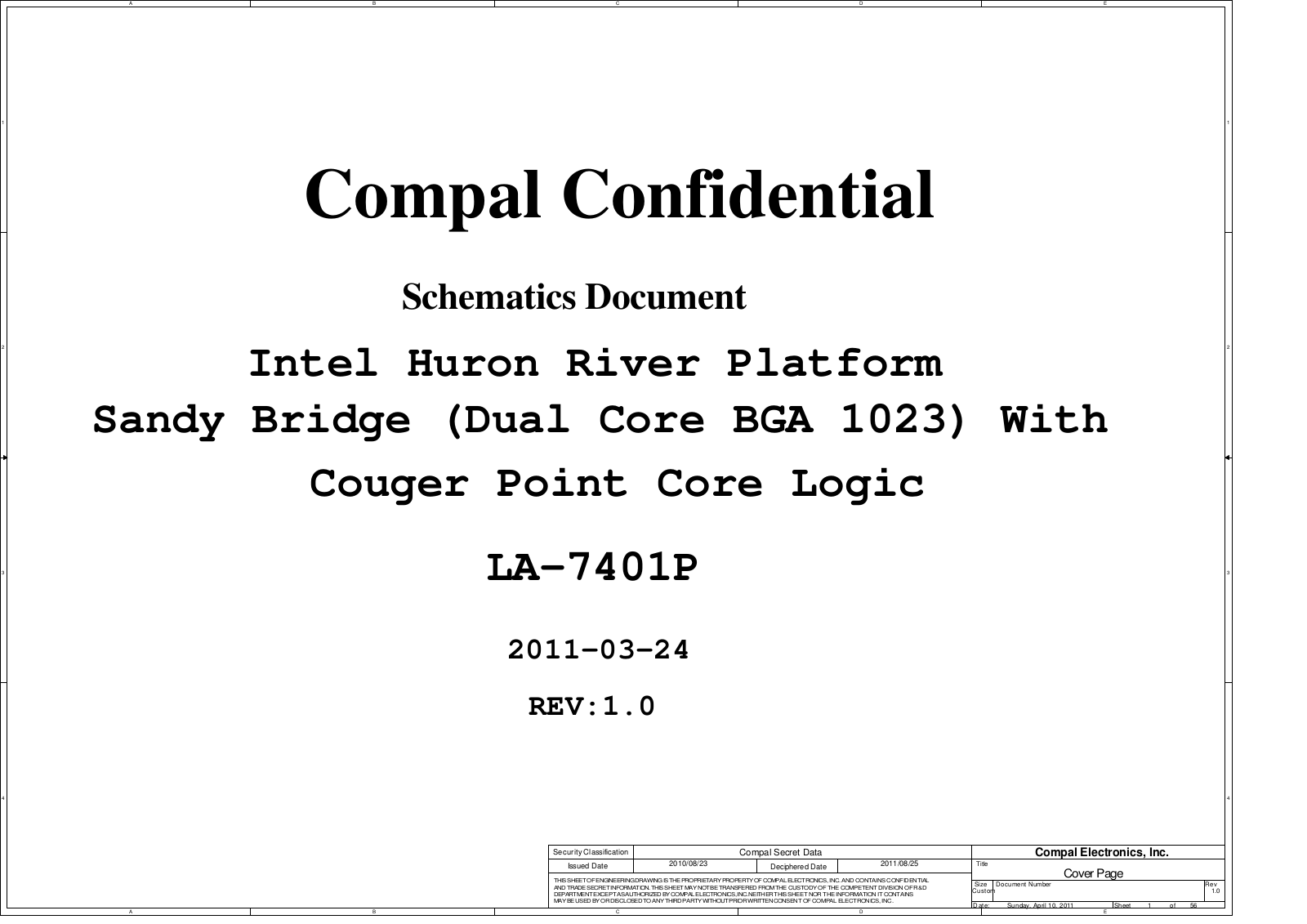 Compal LA-7401P PAJ80, P430, P530, LA-7401P PAJ90 Schematic