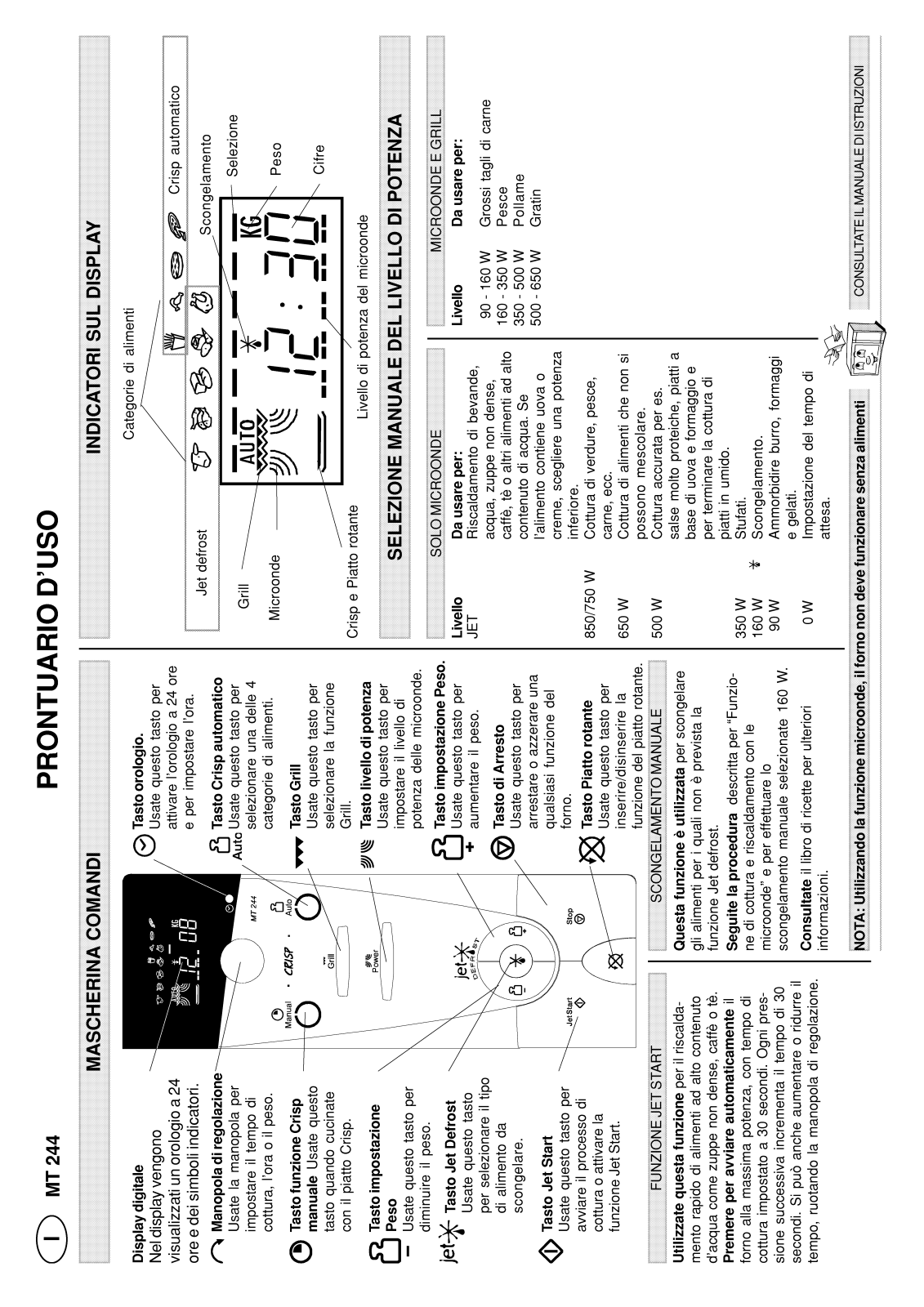 Whirlpool MT 244/WH, MT 244/1/YELLOW, MT 244 YELLOW, MT 244/1/SL, MT 244/NOIR INSTRUCTION FOR USE