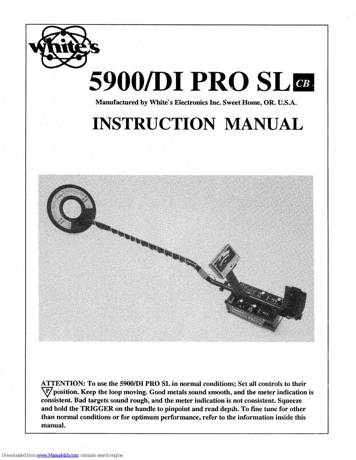 White’s Electronics 5900/DI PRO SL Instruction Manual