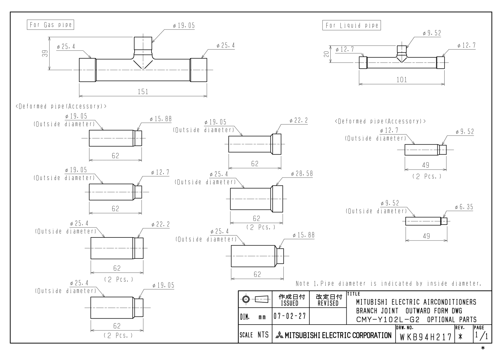 Mitsubishi CMY-Y102L-G2 PartsList