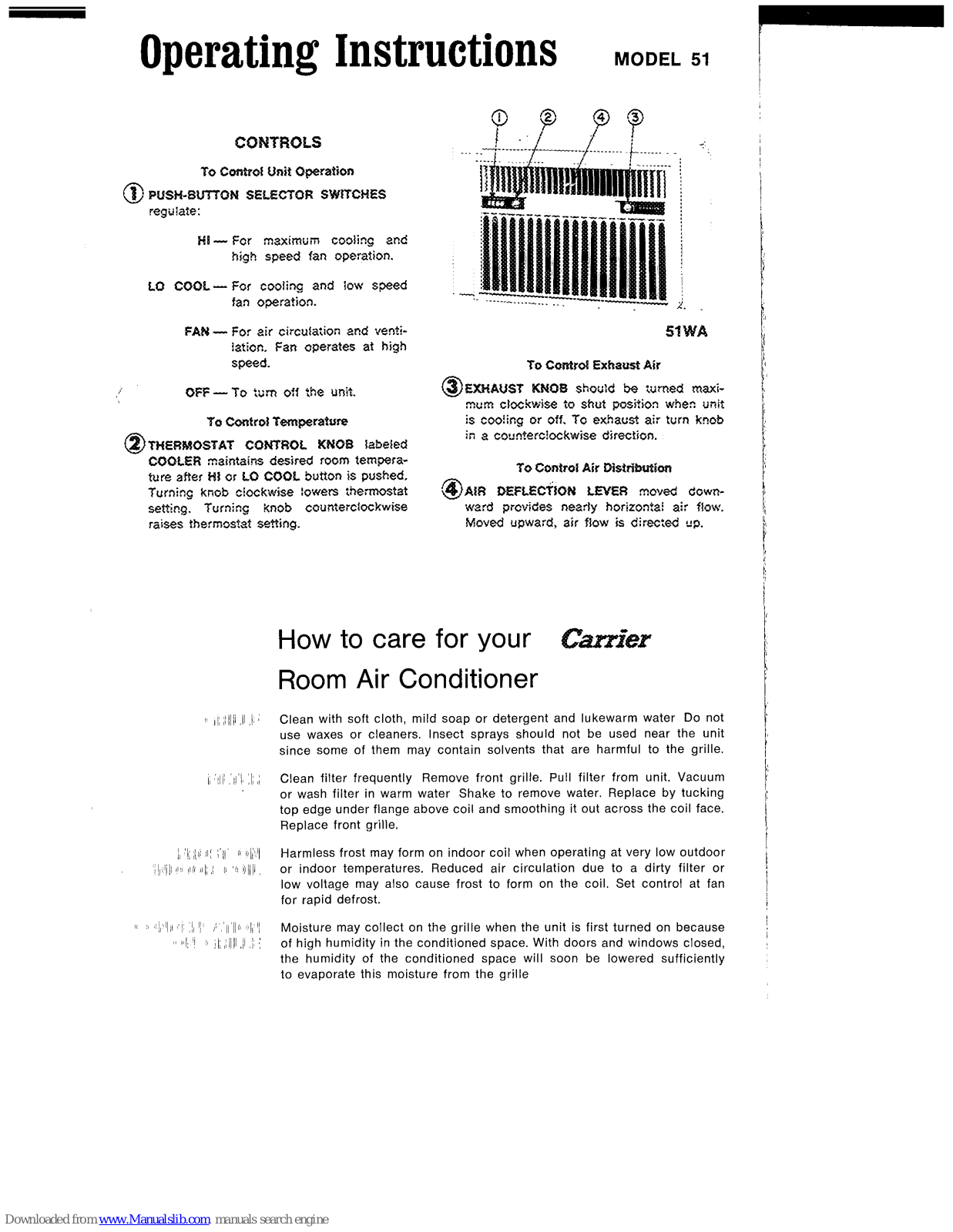 Carrier 51, 51WA Operating Instructions Manual - ManualMachine.com