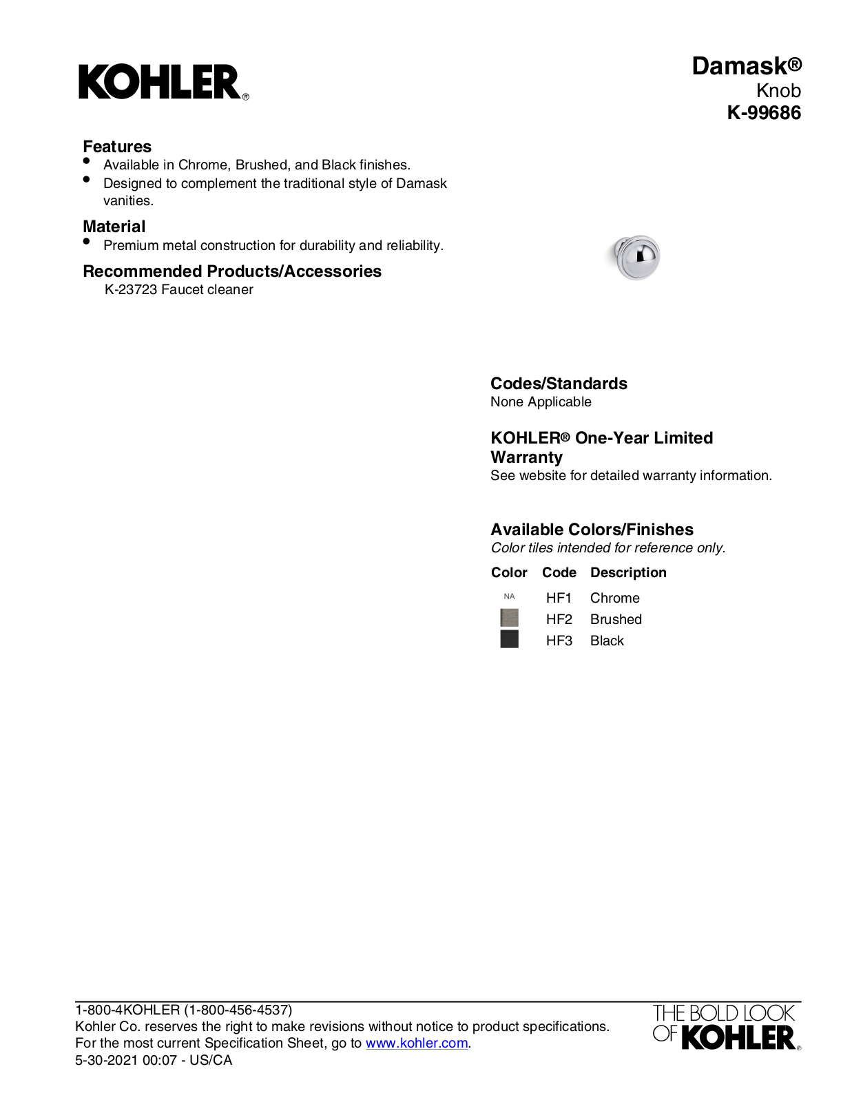 Kohler KOH19616 Specifications - ManualMachine.com
