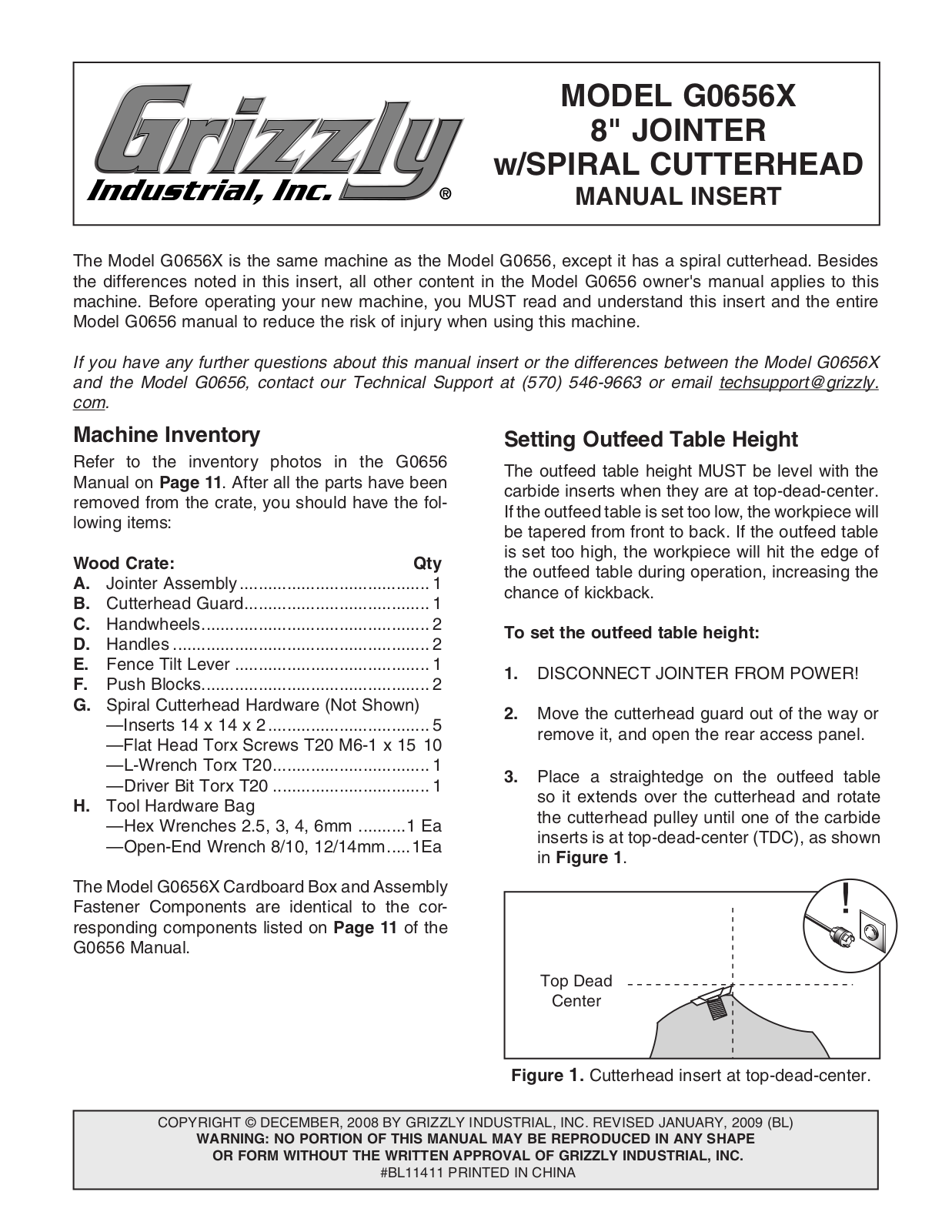 Grizzly G0656X User Manual