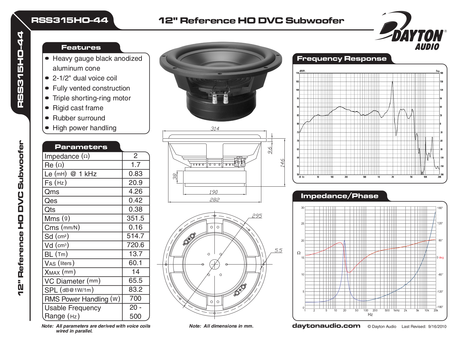 Dayton RSS315HO-44 User Manual