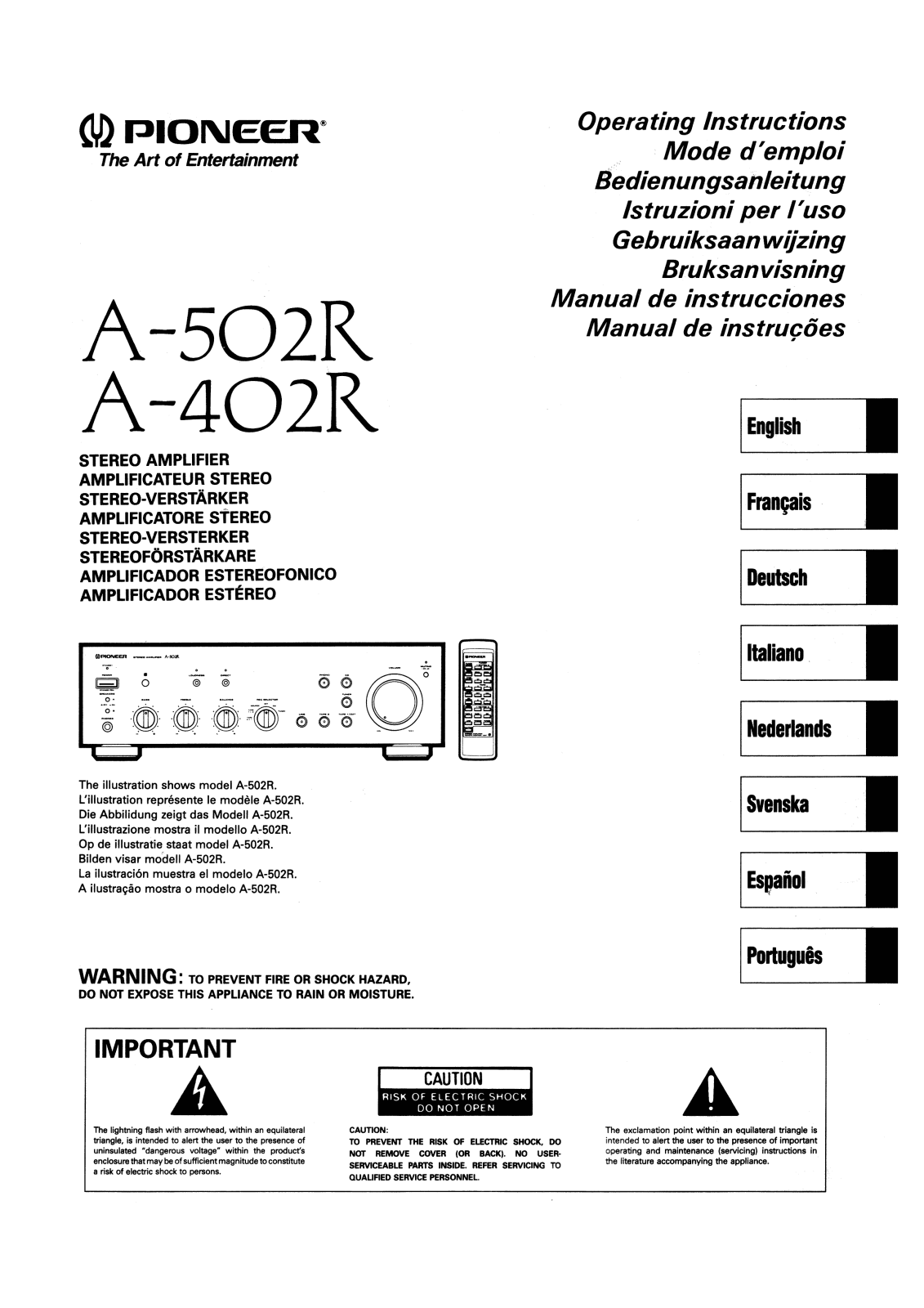 PIONEER A-402R, A-502R Service Manual