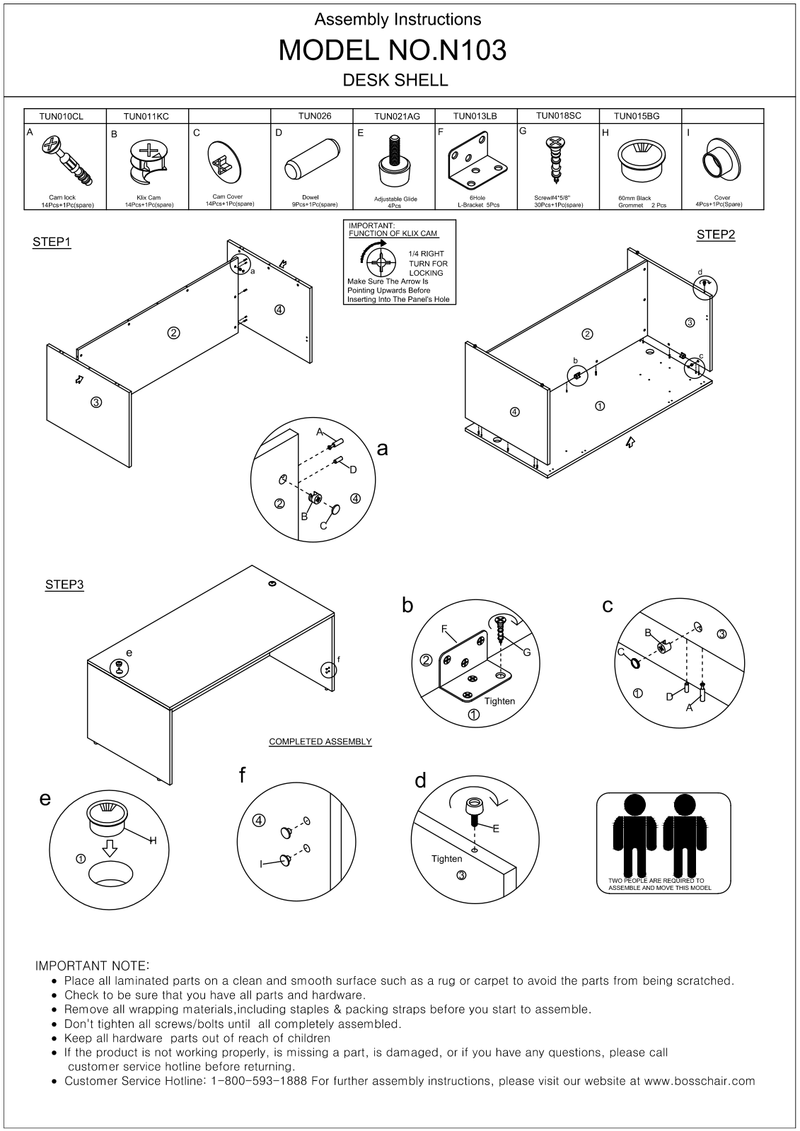 Boss N103DW Assembly Guide