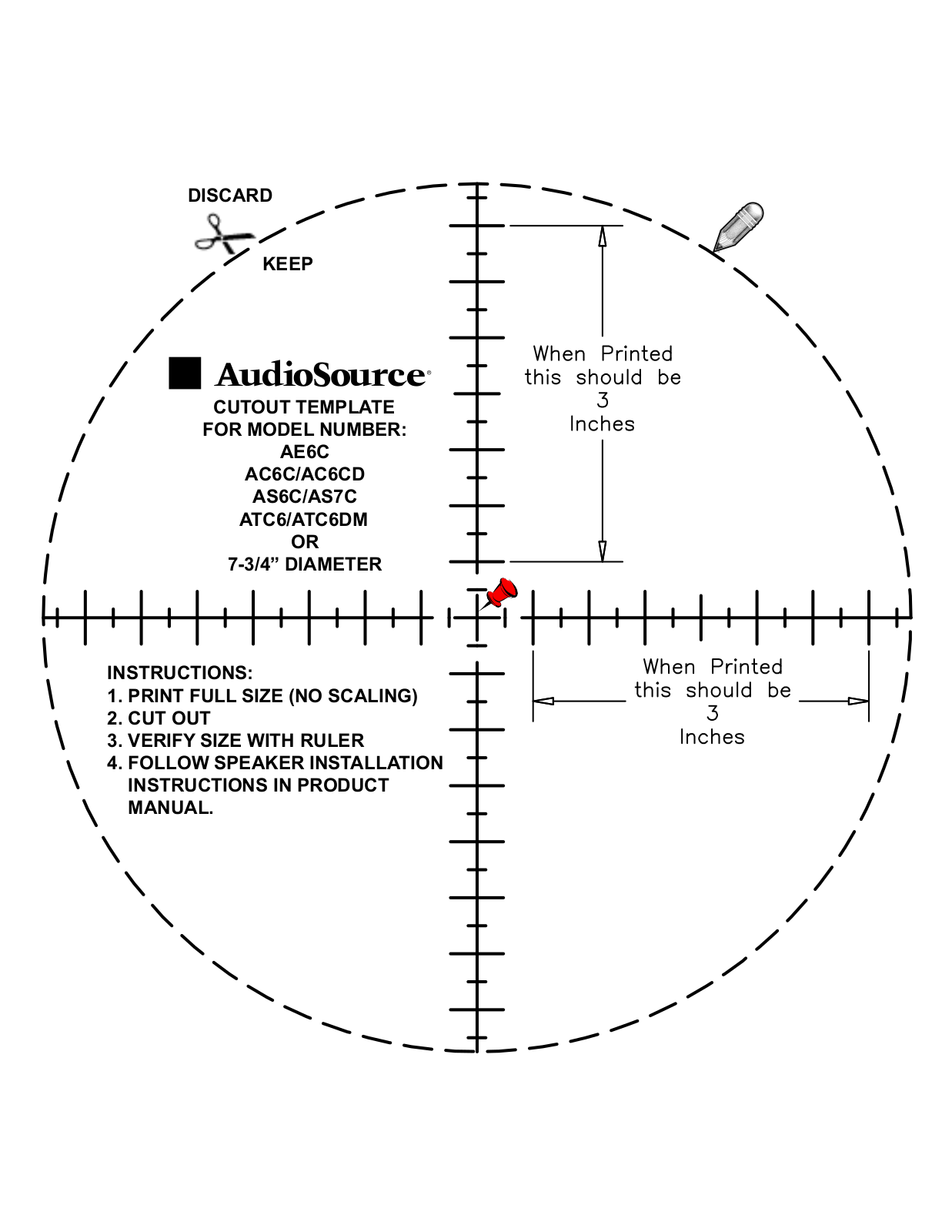 AudioSource AS7C, AS6c, ATC6DM, Cutout Template, AC6C User Manual