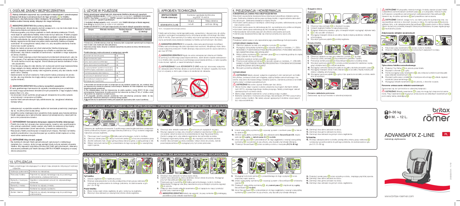 Britax Advansafix Z-Line operation manual