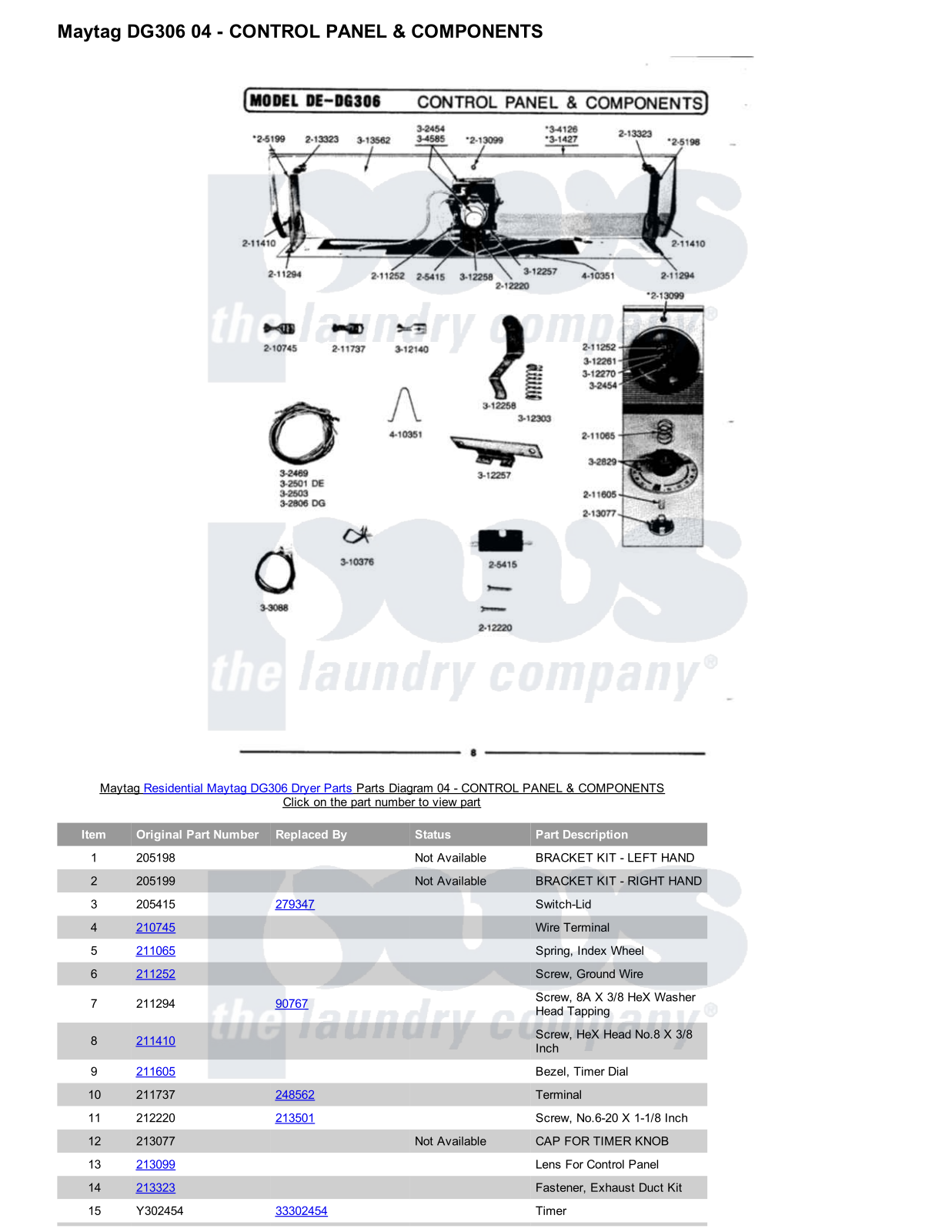 Maytag DG306 Parts Diagram