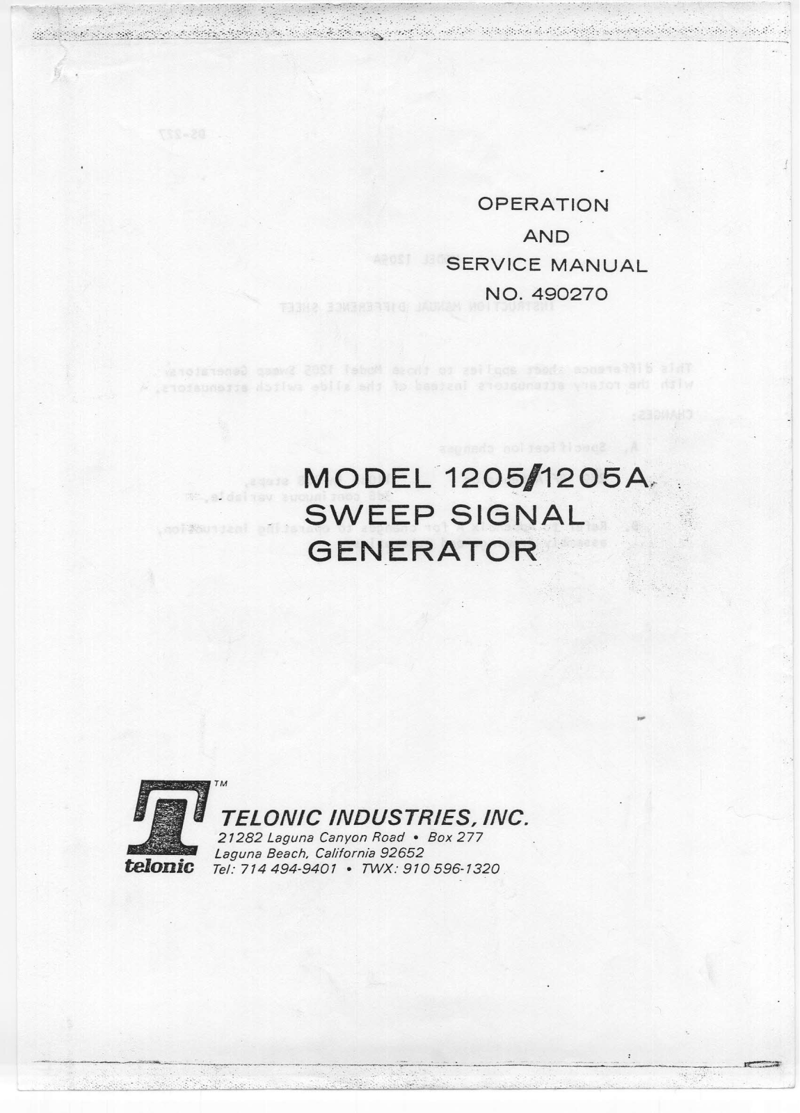 Telonic 1205 schematic