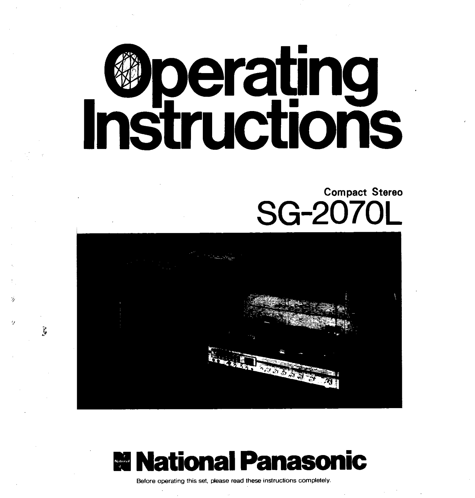 Panasonic SG-2070 Operating Instructions