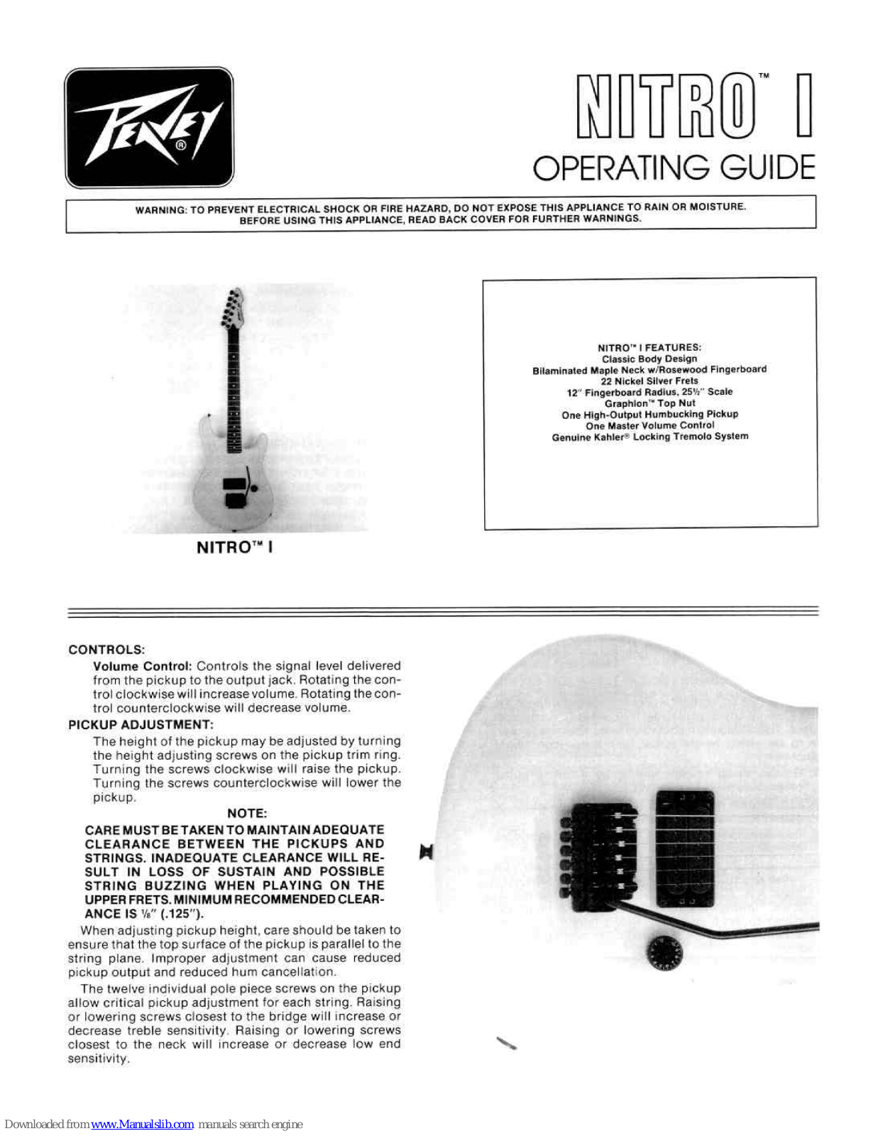 Peavey Nitro 1 Operating Manual