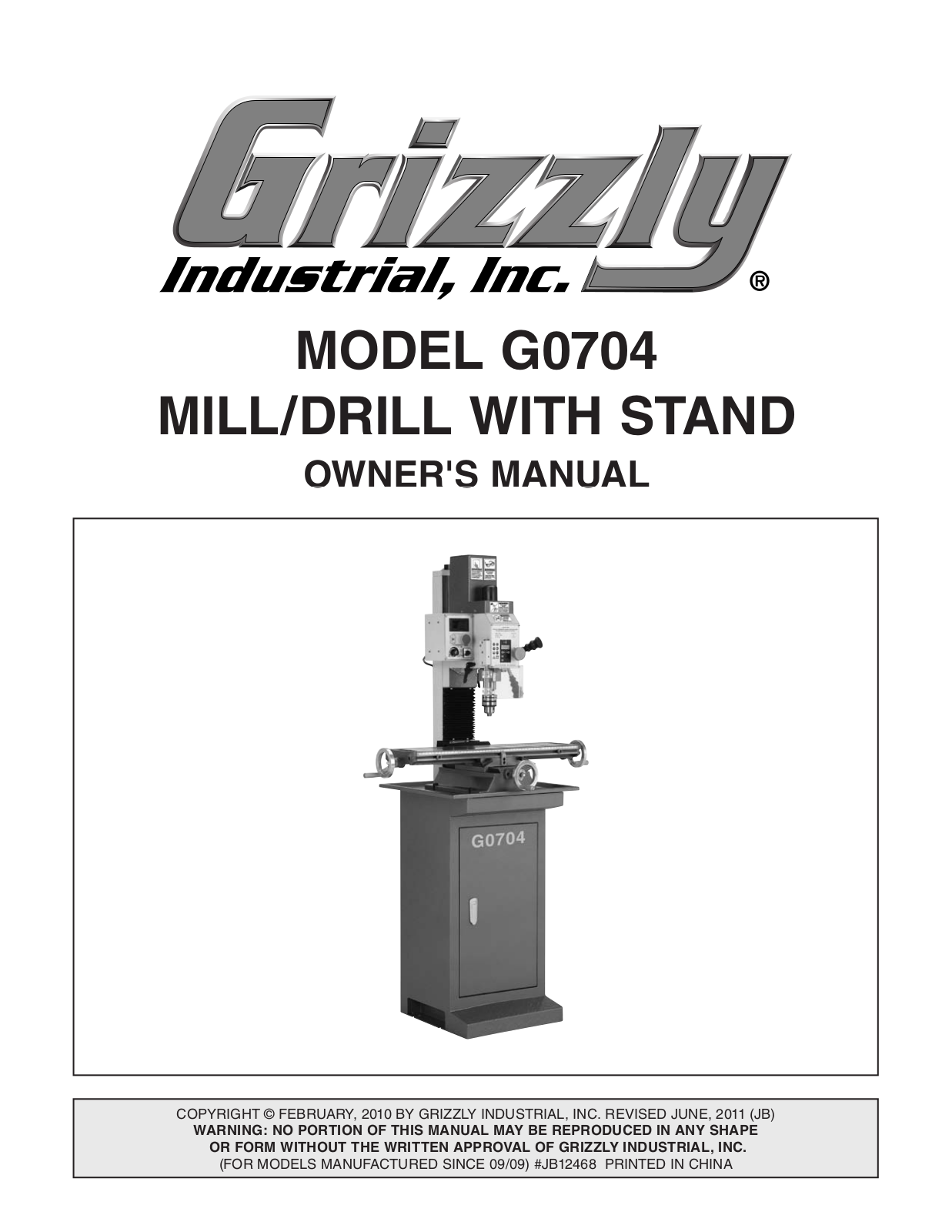 Grizzly G0704 User Manual