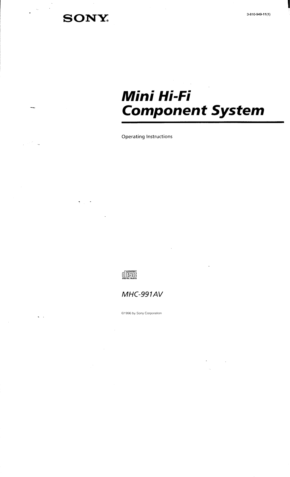 Sony MHC-991AV Operating Manual
