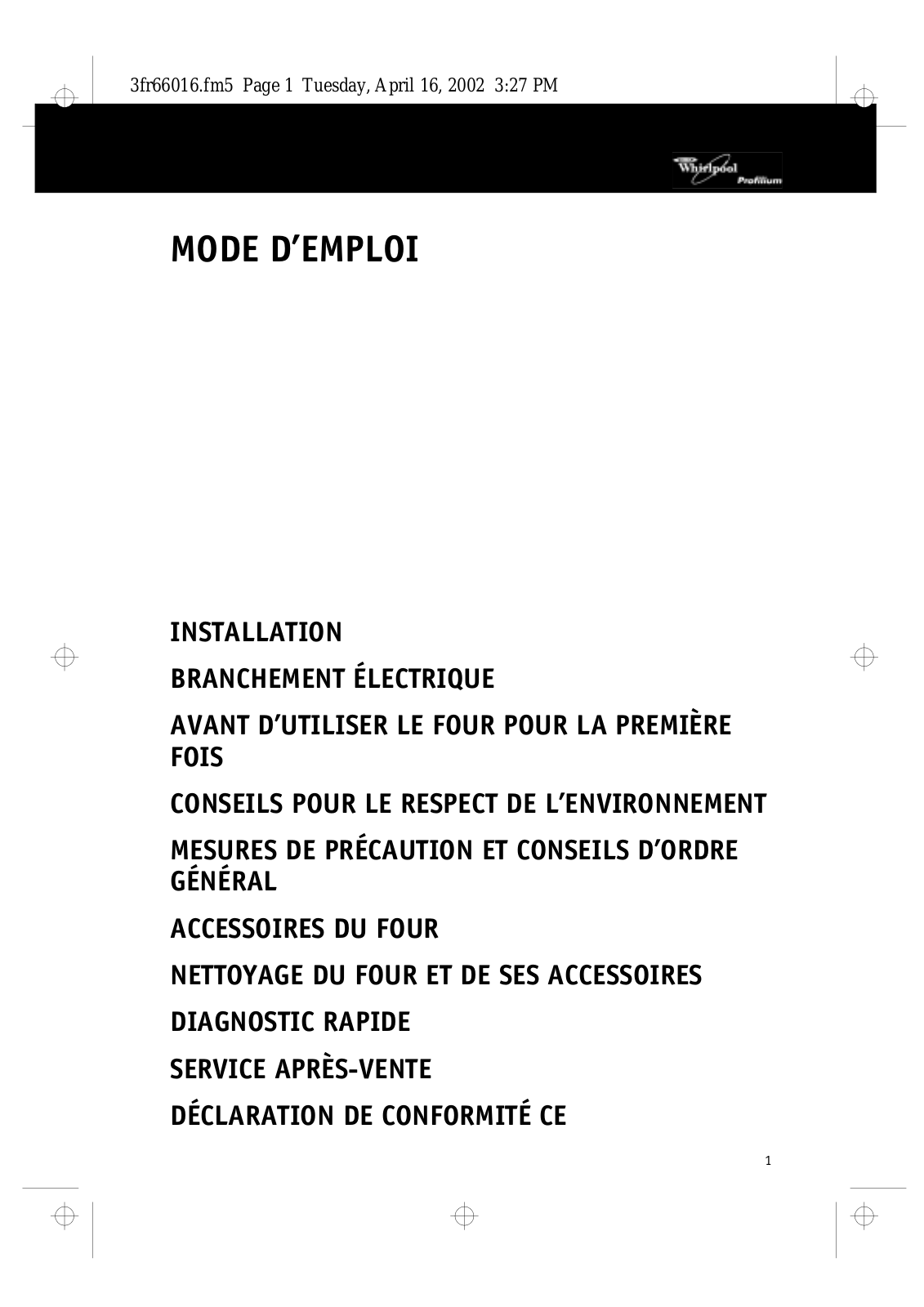 WHIRLPOOL AKZ 352 NB, AKZ 352 WH, AKZ 358 IX, AKZ 358 NB, AKZ 358 WH User Manual