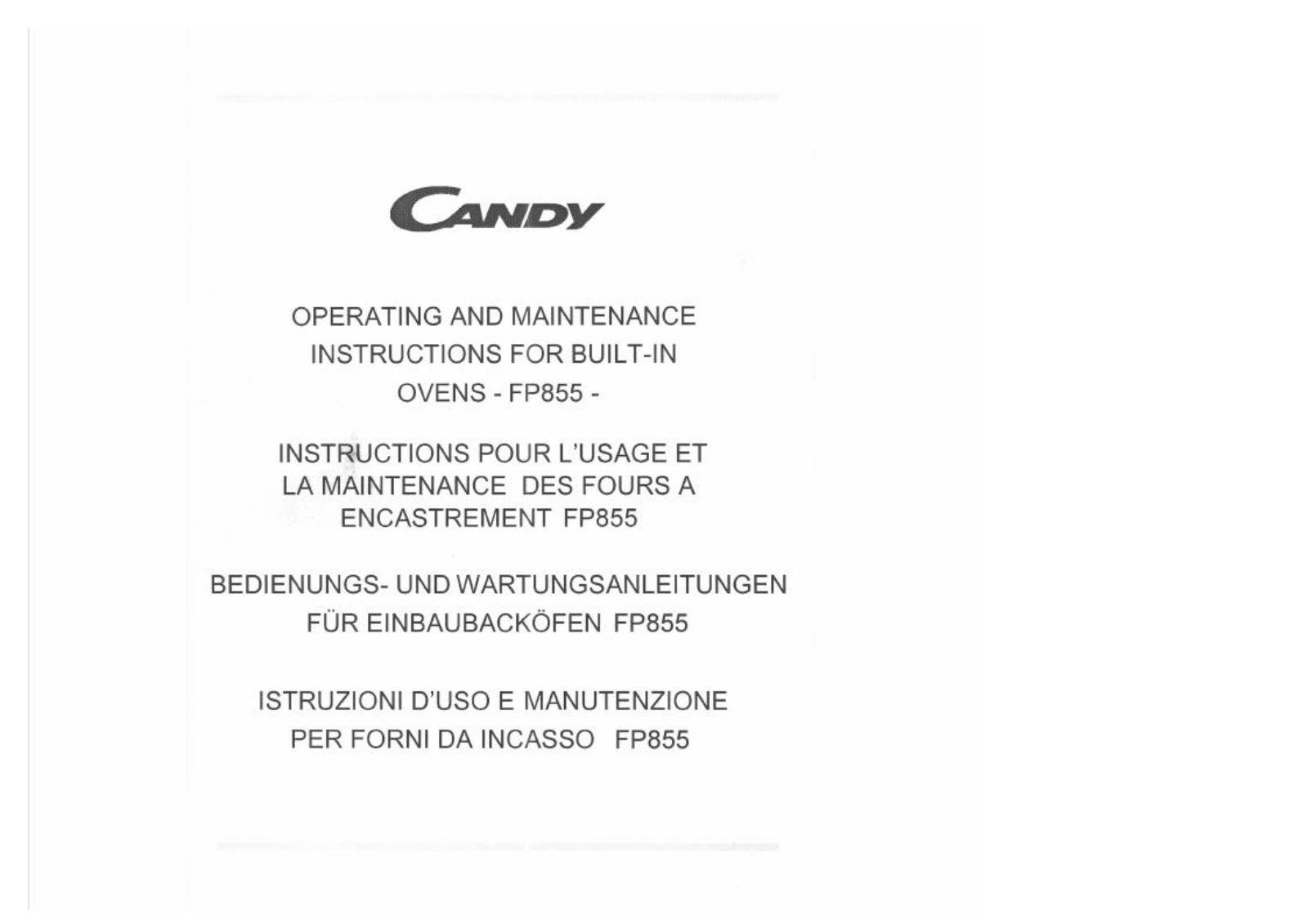 CANDY FP855P User Manual