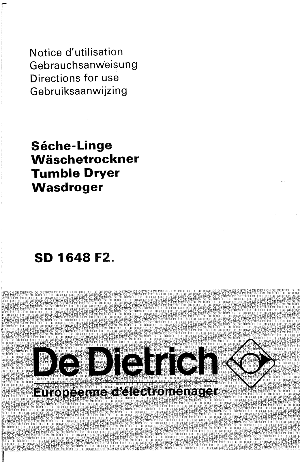 De dietrich SD1648F2 User Manual