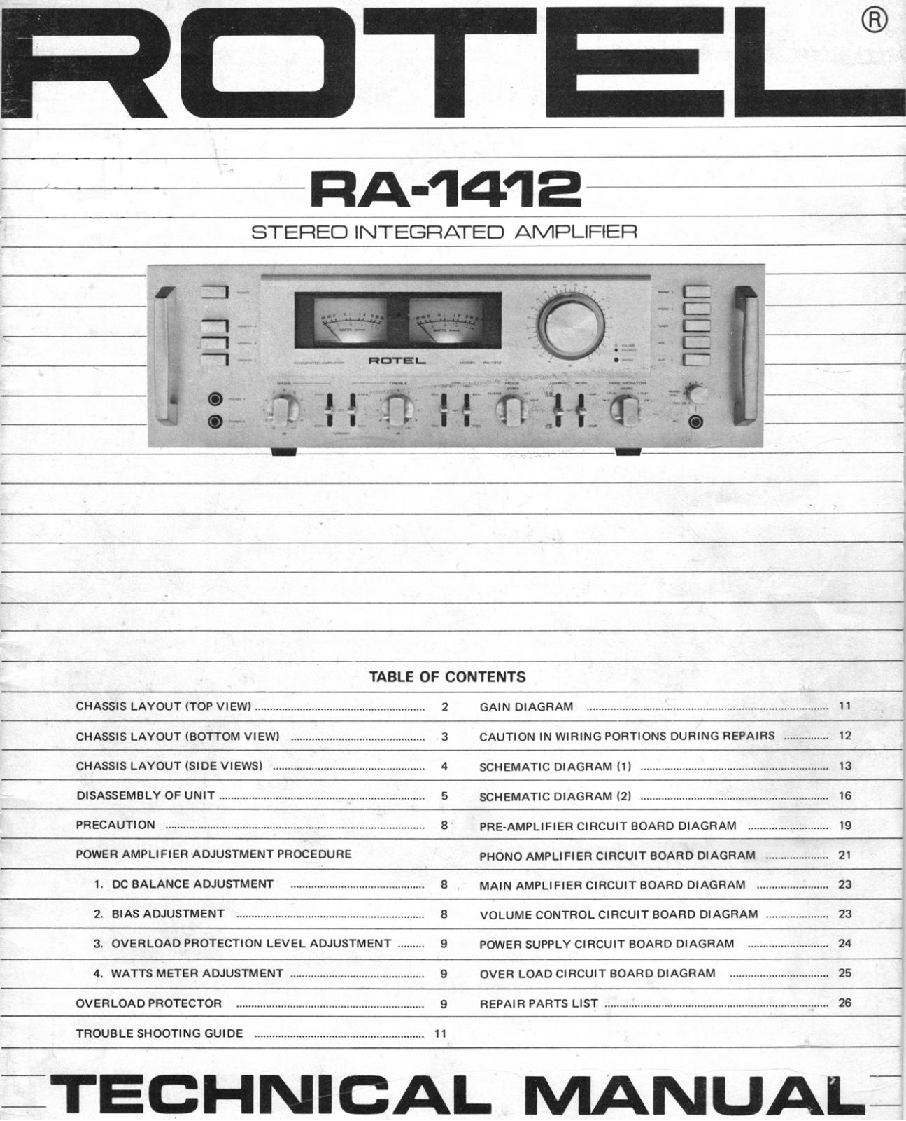 Rotel RA-1412 Service manual