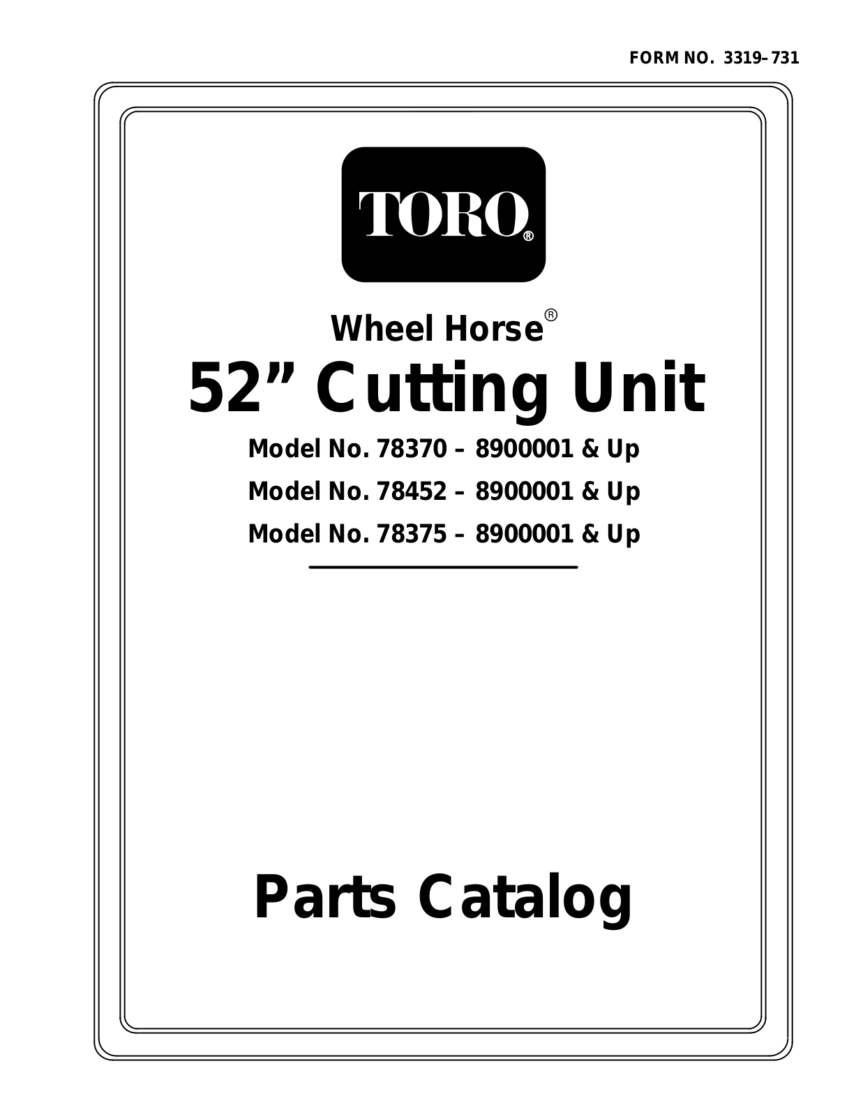 Toro 78370, 78375, 78452 Parts Catalogue