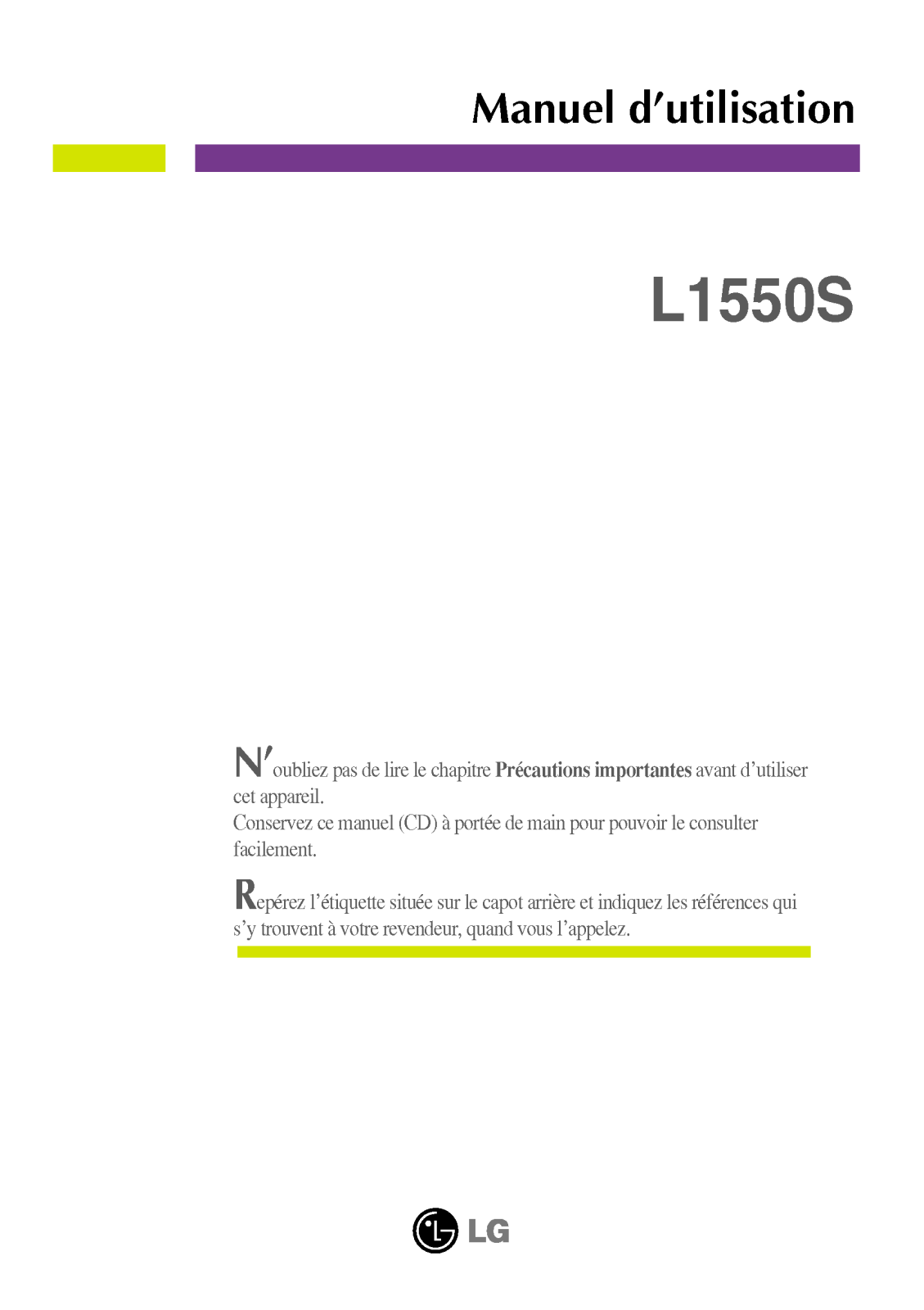 LG L1550S-BN, L1550S-SN User Manual
