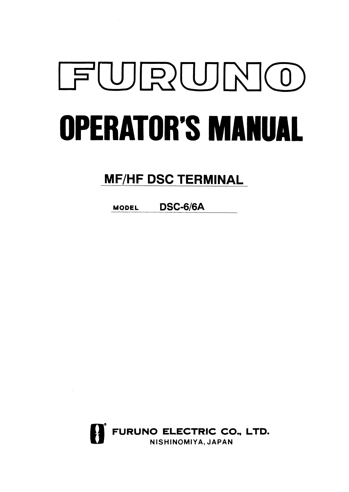 Furuno DSC6A Operator's Manual